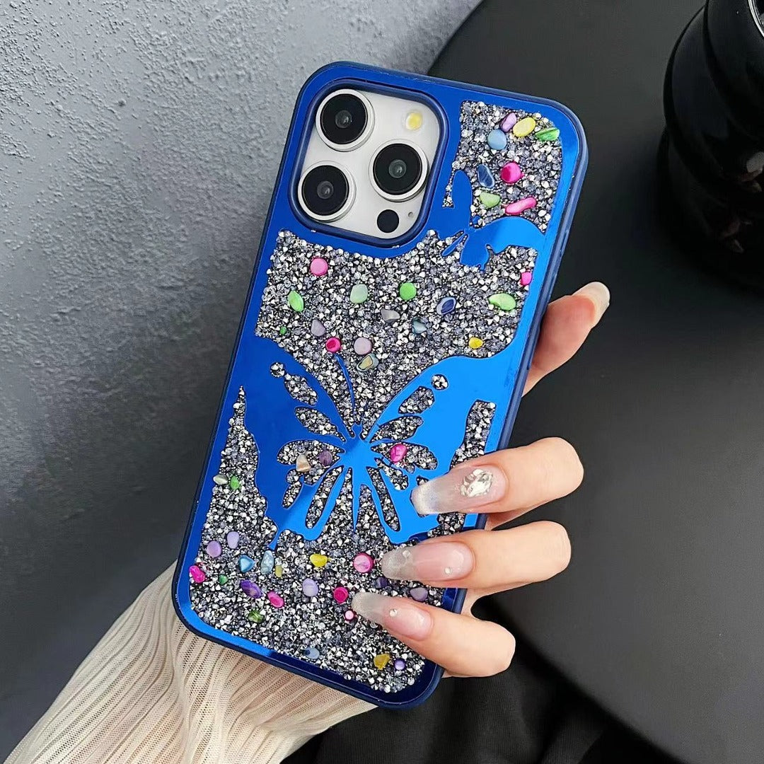 Glitter Gem Butterfly Charm Case