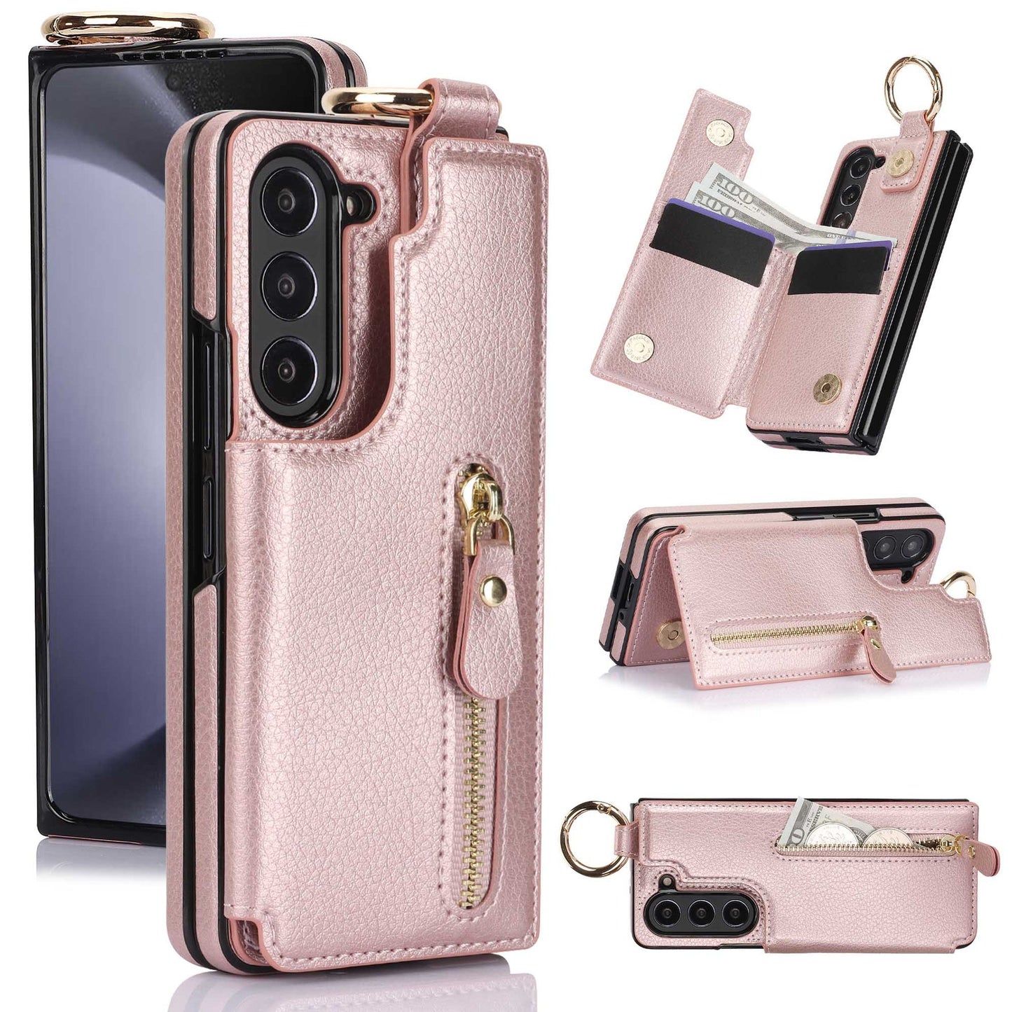 Elegant Ring Leather Wallet Case - Samsung