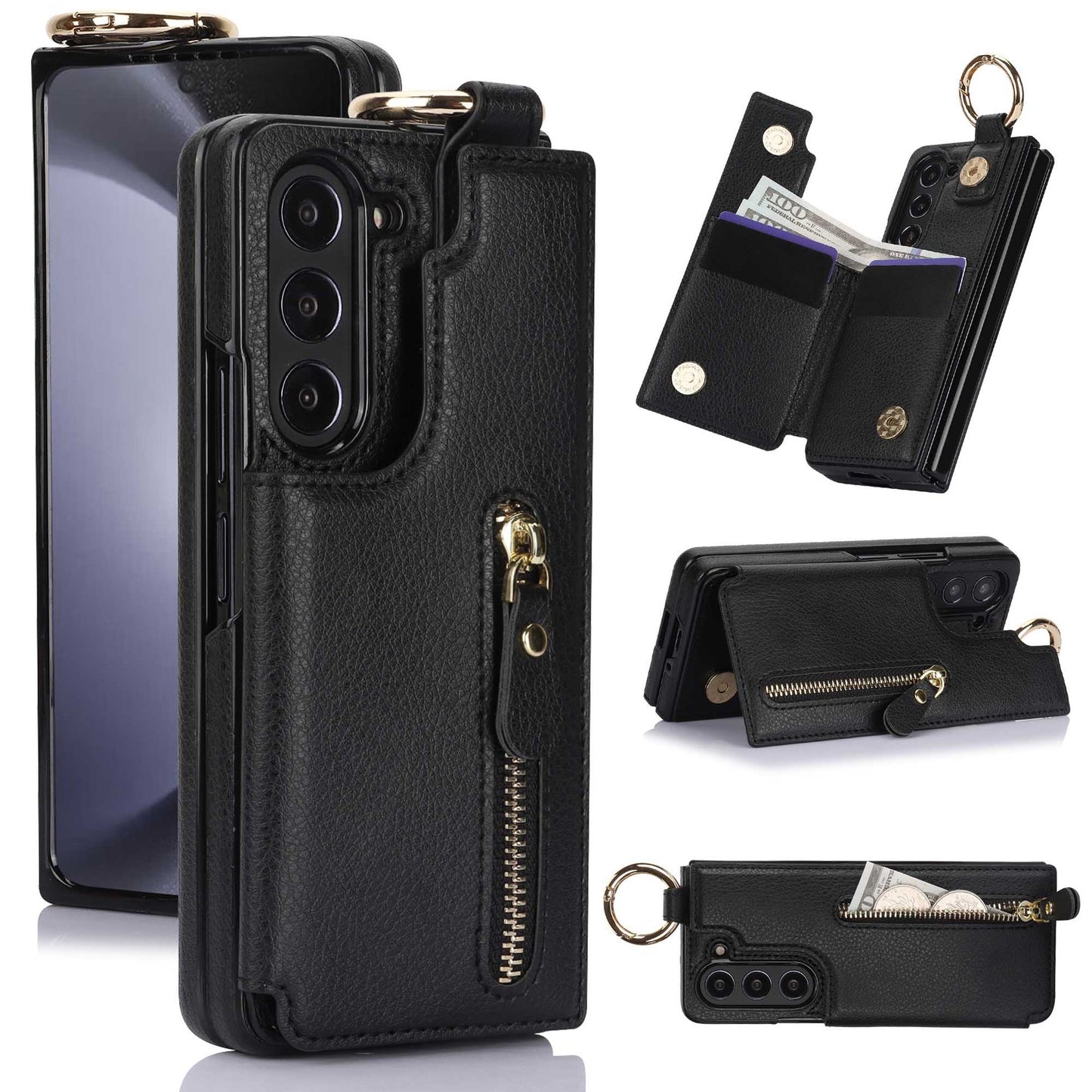 Elegant Ring Leather Wallet Case - Samsung