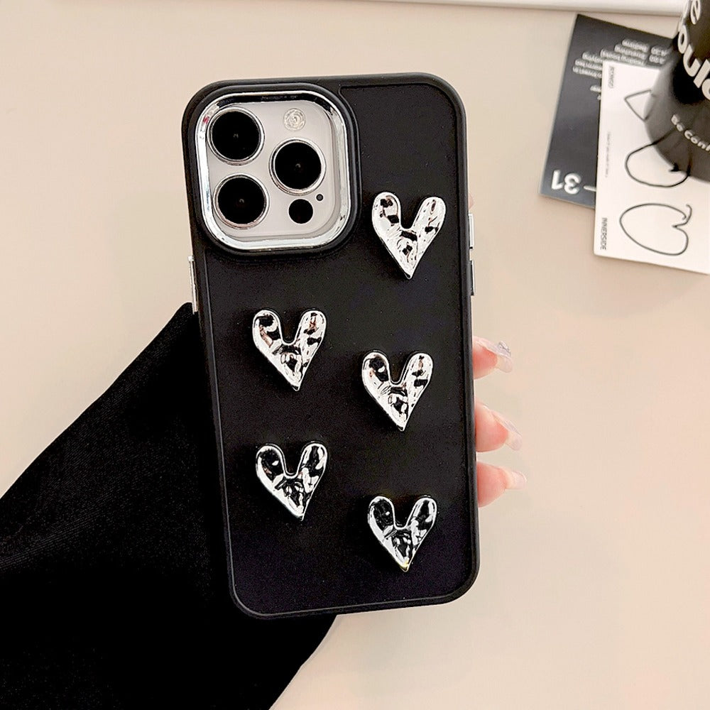 Elegant 3D Heart Embellished Case - iPhone