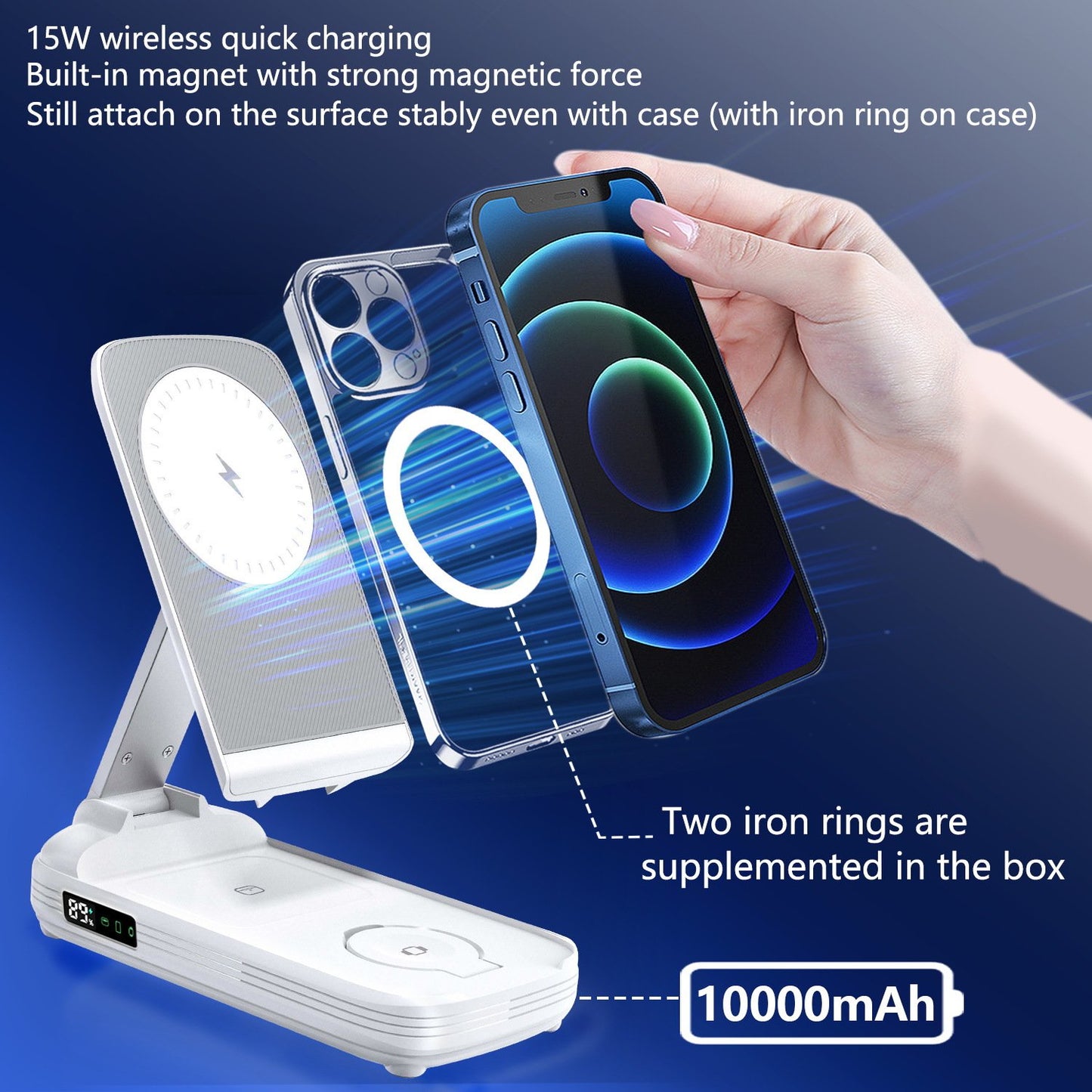 Power Laden 10000mAh Foldable Wireless Power Bank
