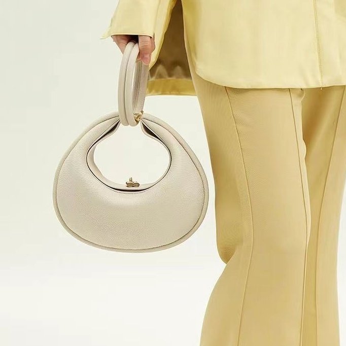 Chic Leather Crescent Half Moon Bag