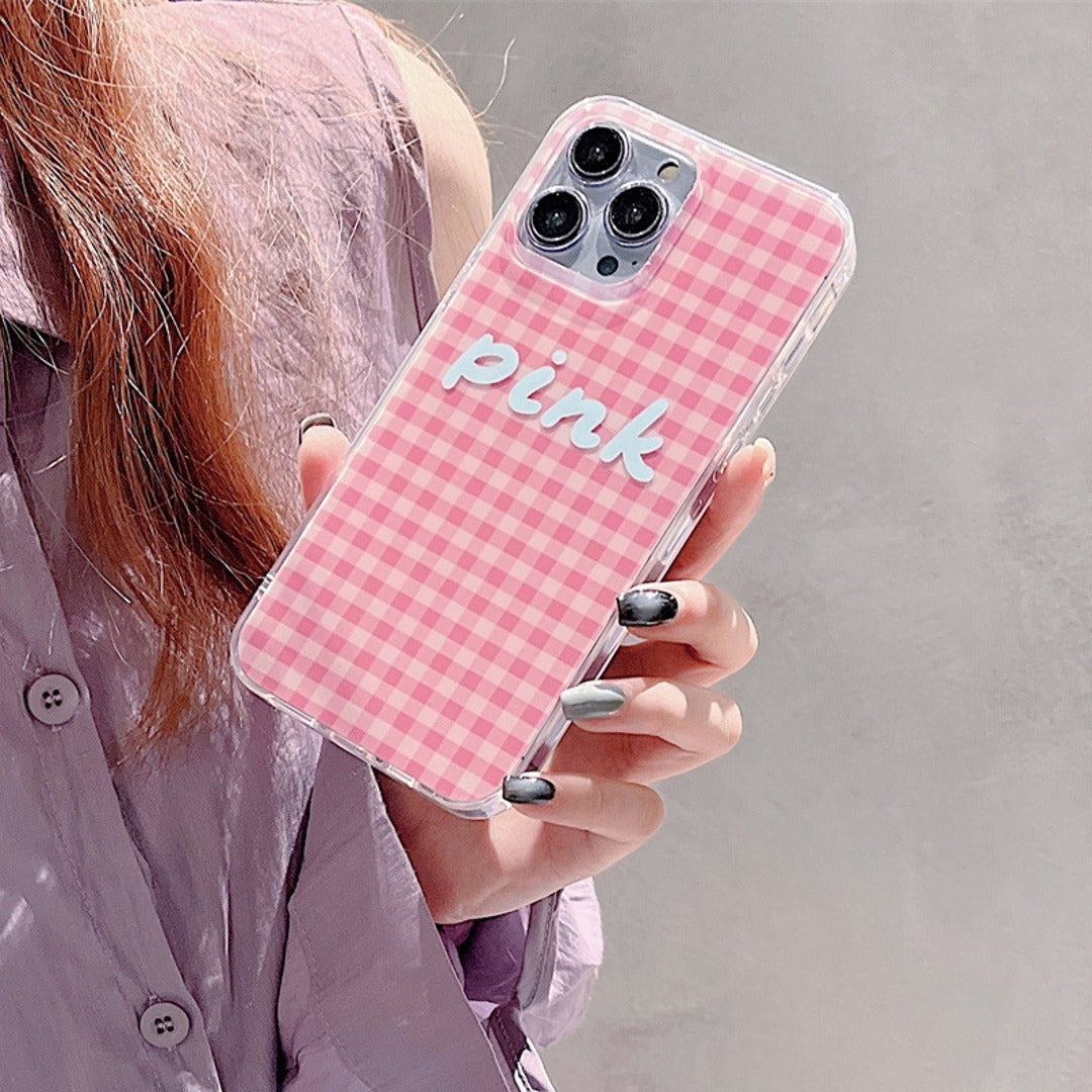Gingham Glam Phone Case with Heart Charm