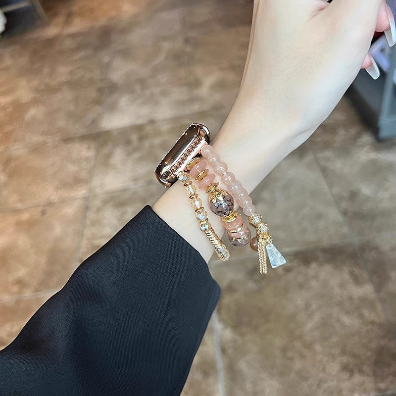 Chic Blush Beaded Strap for Apple Watch