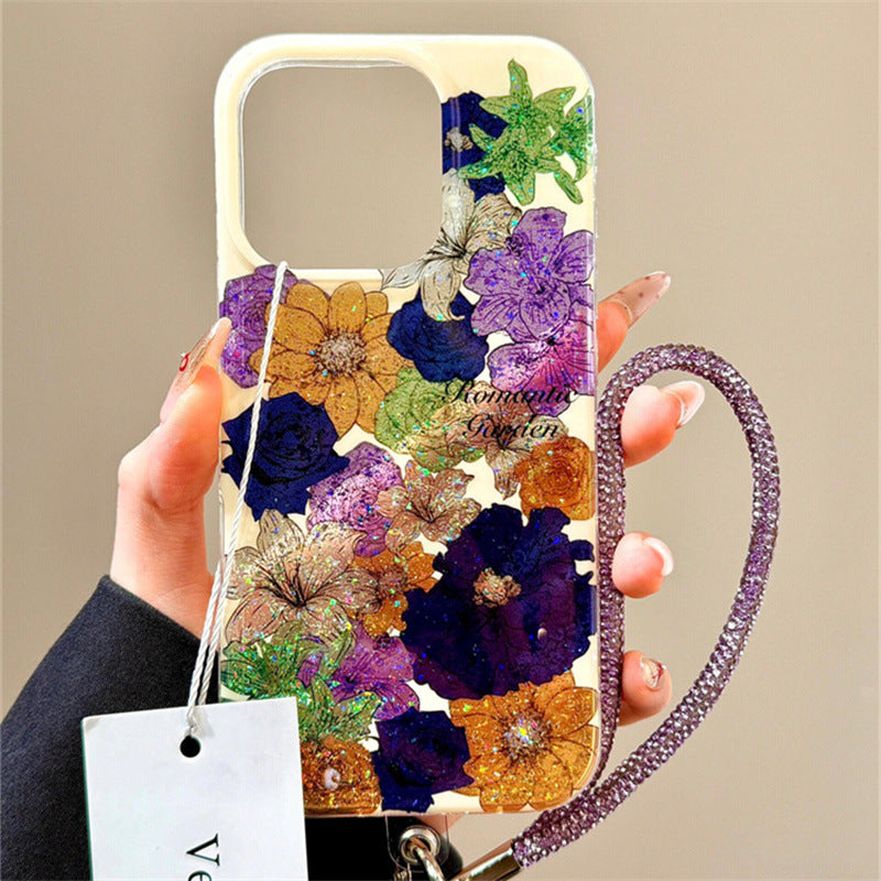 Blooming Elegance Floral Case with Wrist Strap