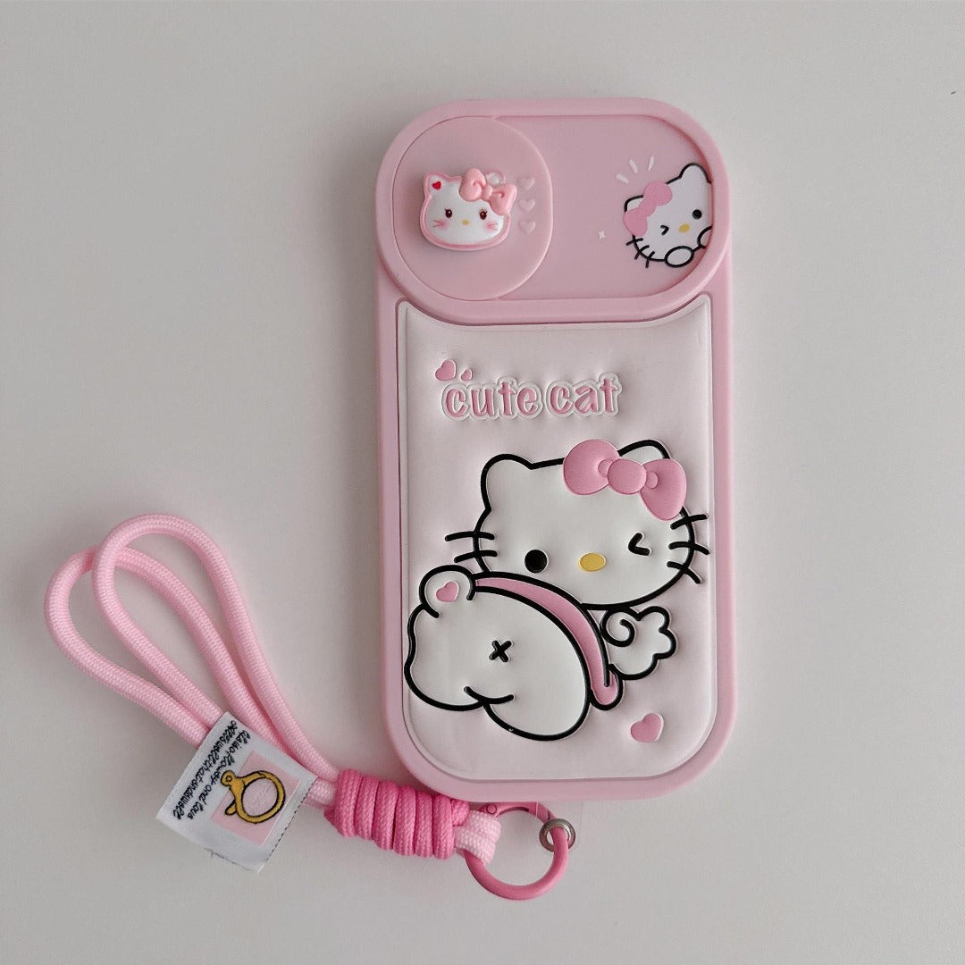 Kitty Emboss Push Camera Window Case with Lanyard