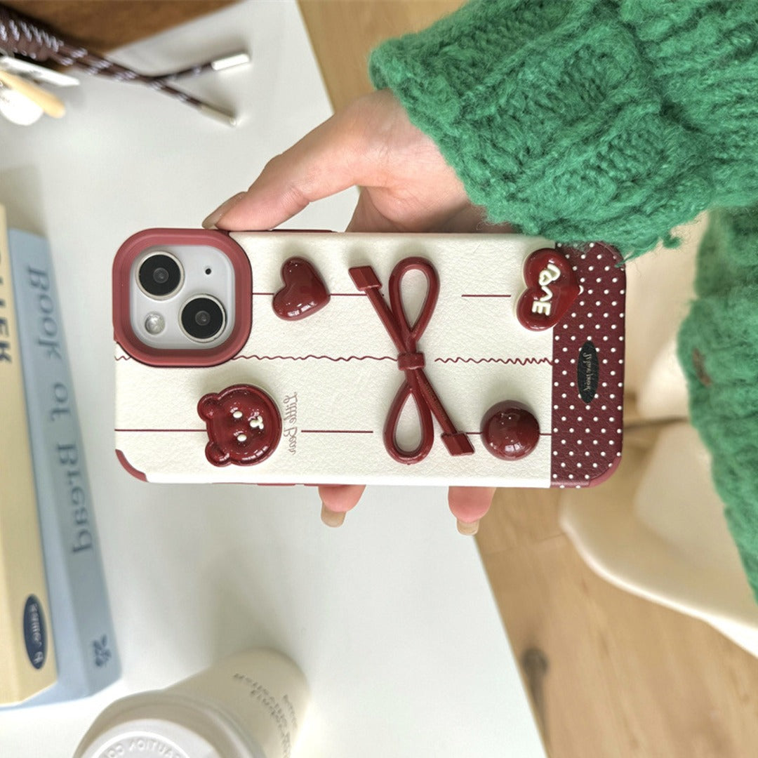 Adorable Bear with Red Bow Case