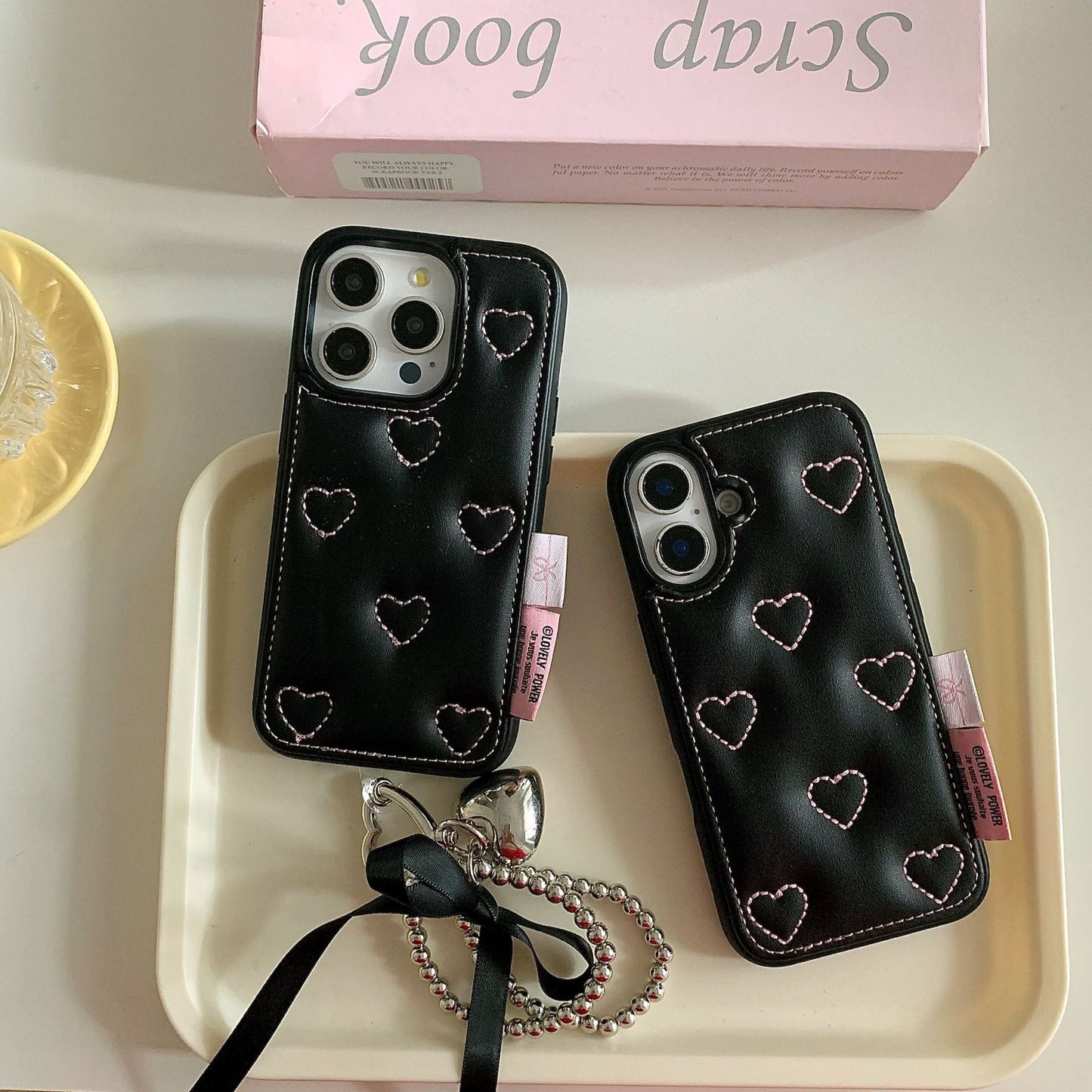 Heart Charm Quilted Phone Case