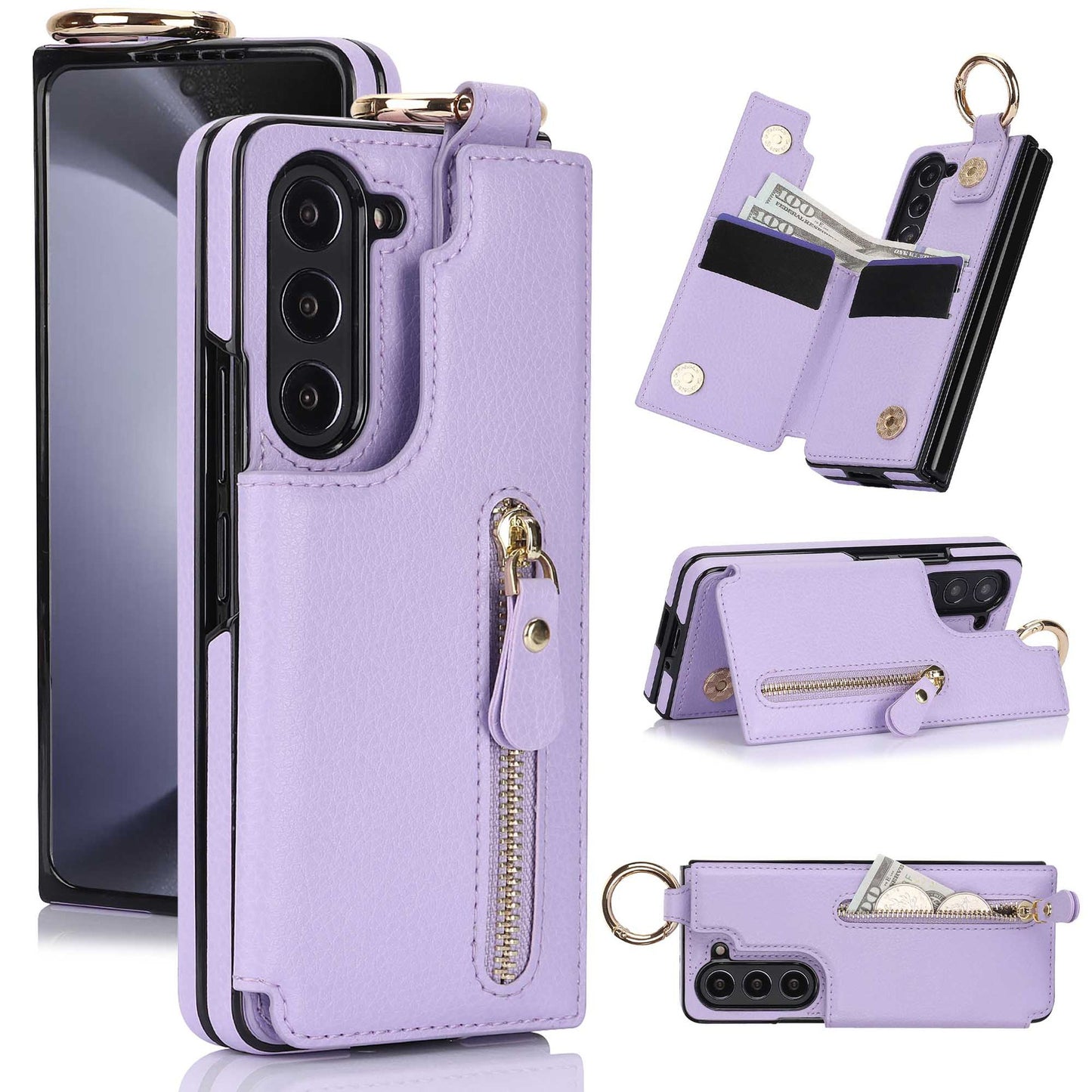 Elegant Ring Leather Wallet Case - Samsung