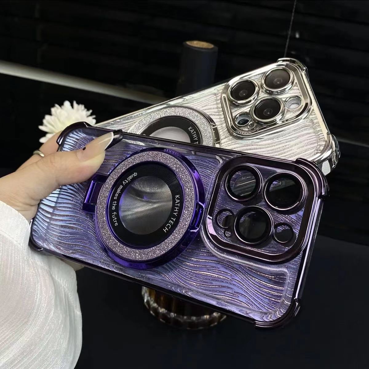 Infused Glittering Magnetic Stand Case - iPhone
