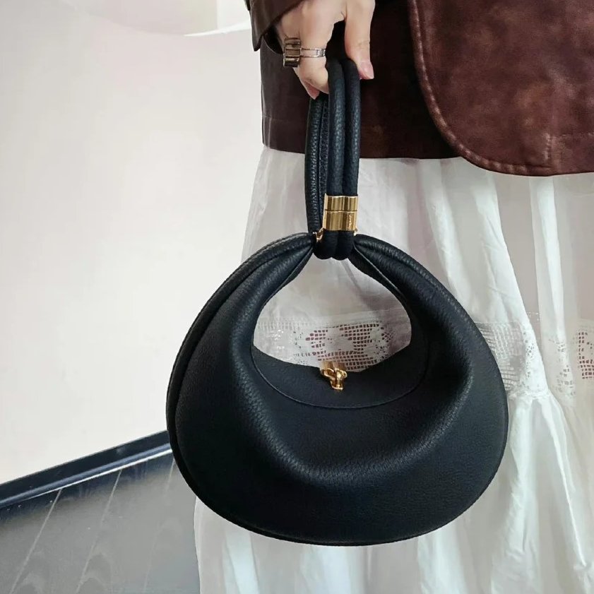 Chic Leather Crescent Half Moon Bag