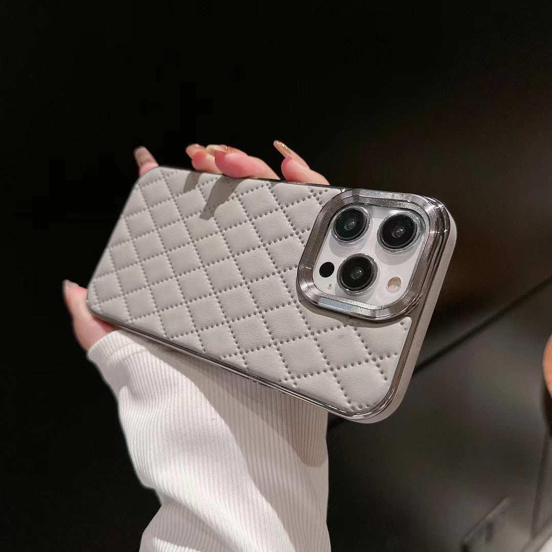 Checkered Plaid Leather Phone Case - Samsung