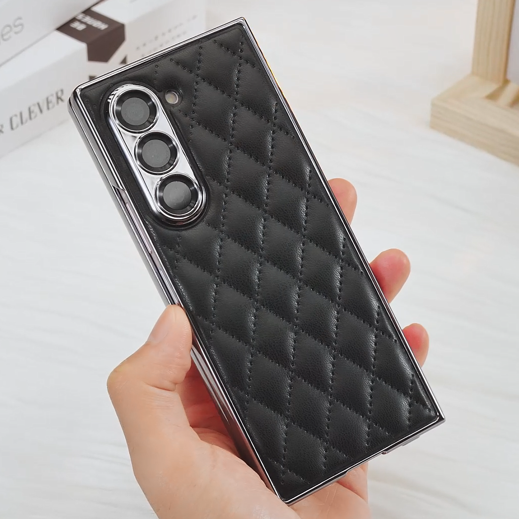 Galaxy Z Fold6 Luxury Diamond Plating Leather Case