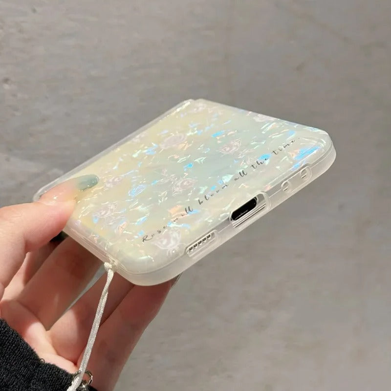 Korean Shell Flower Bead Bracelet Case - Samsung