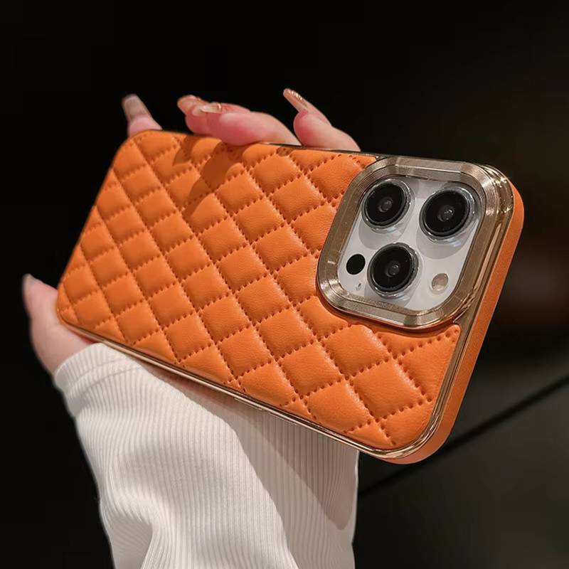 Checkered Plaid Leather Phone Case - Samsung