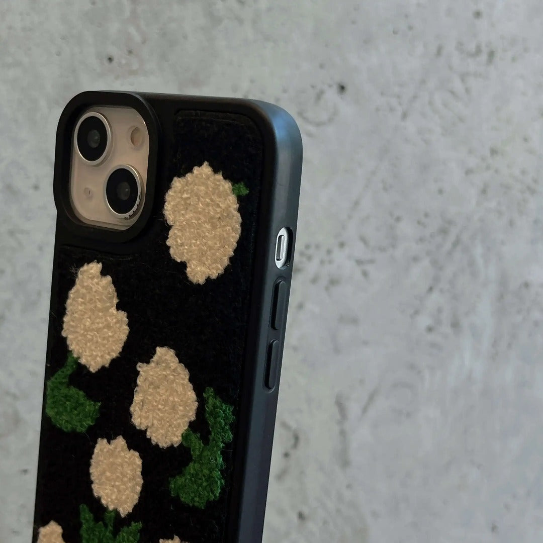 Embroidered Tulip Plush Case - iPhone