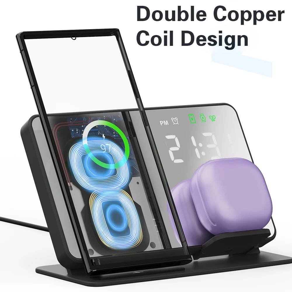 Advanced 4-in-1 Wireless Charger with Alarm Clock