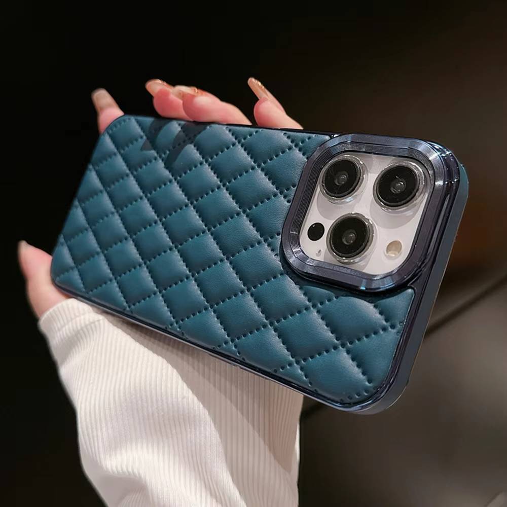 Checkered Plaid Leather Phone Case - Samsung