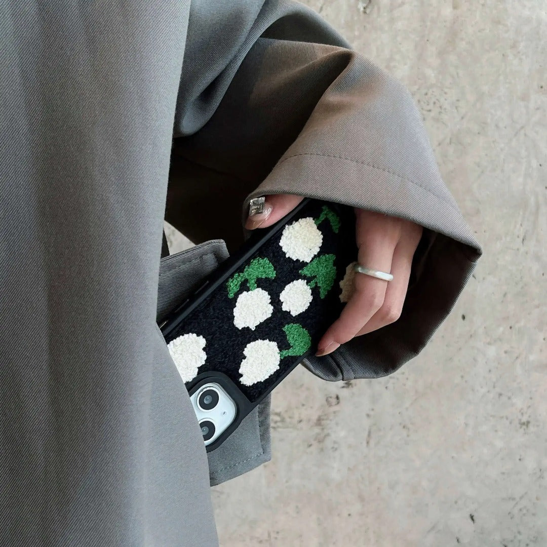 Embroidered Tulip Plush Case - iPhone