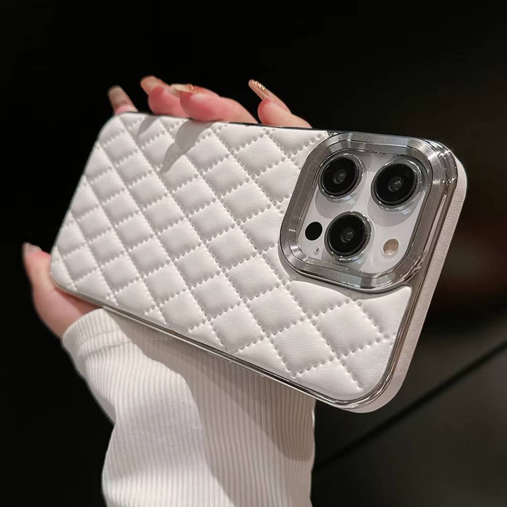 Checkered Plaid Leather Phone Case - Samsung