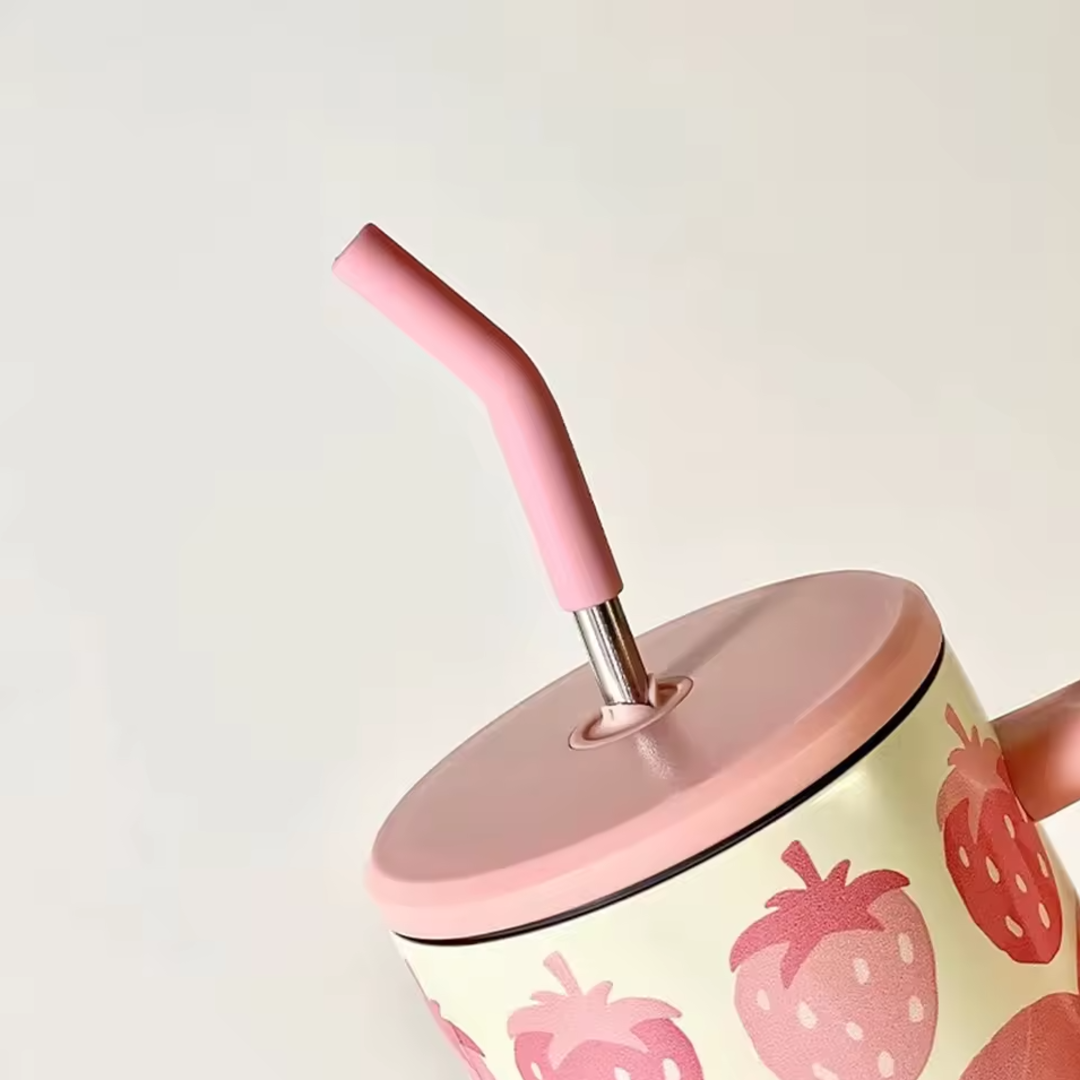 Kawaii Strawberry Insulated Stainless Straw Tumbler