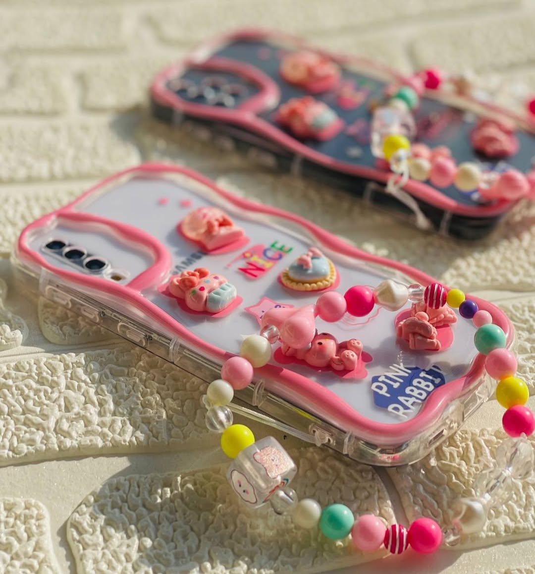 3D Pink Rabbit Cartoon Phone Case - Samsung