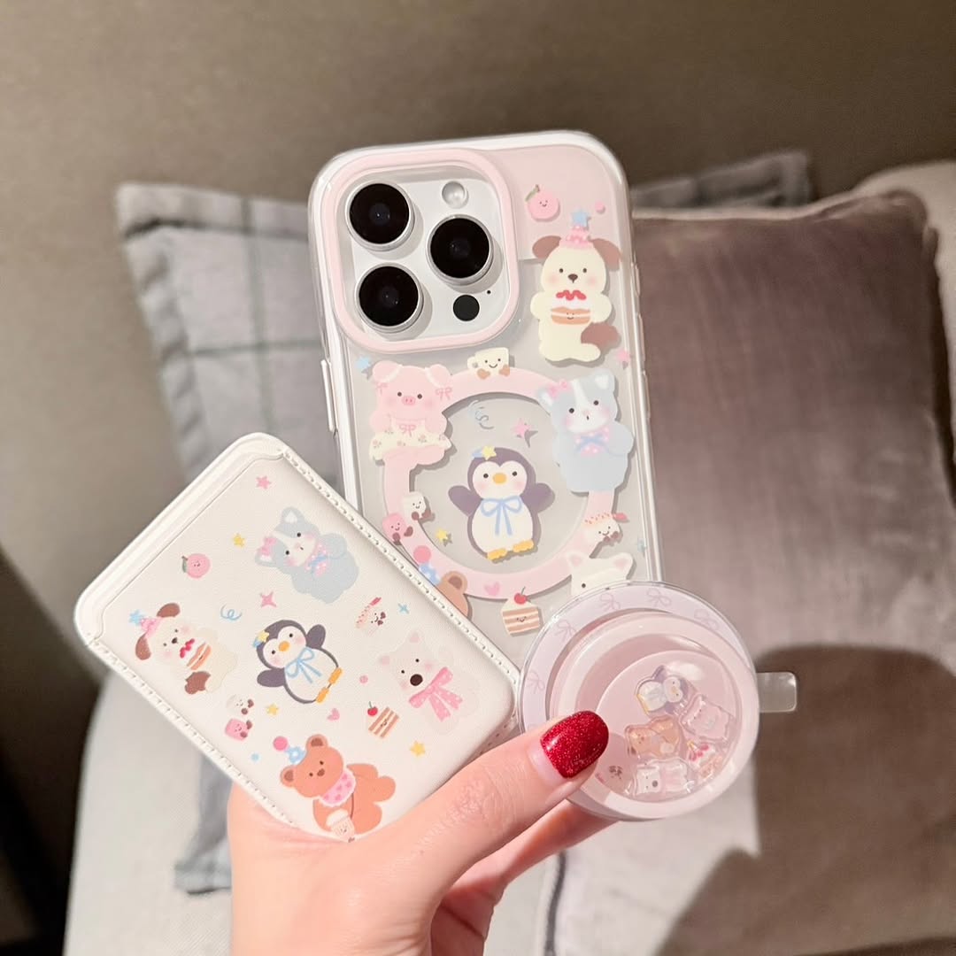 Adorable Jelly Bear Phone Case with Grip Holder