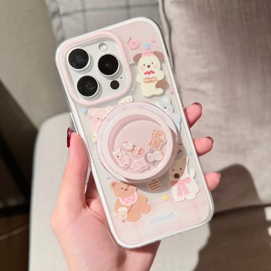 Adorable Jelly Bear Phone Case with Grip Holder