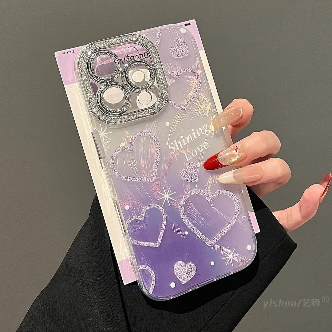Shining Love Glitter Heart Case