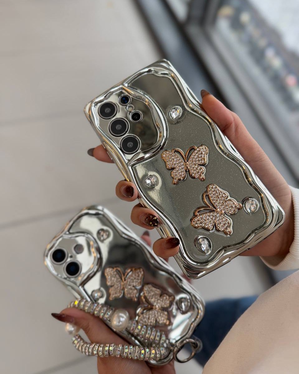 Shimmering Butterfly Case With Charm - Samsung