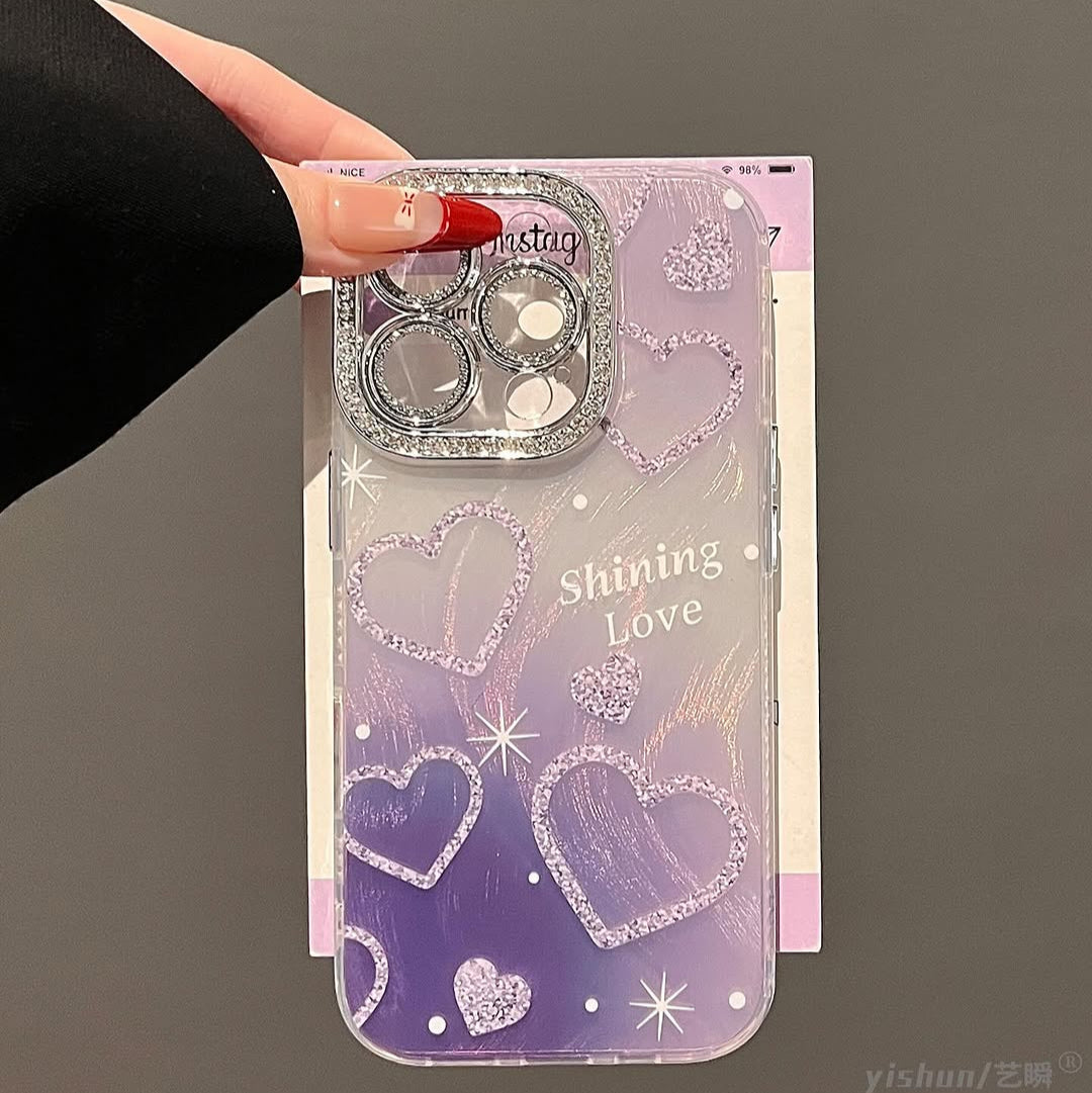 Shining Love Glitter Heart Case