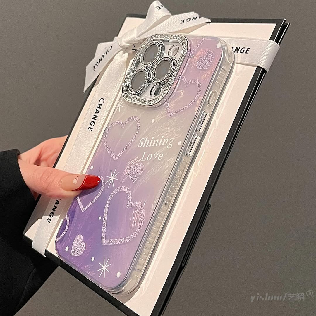 Shining Love Glitter Heart Case