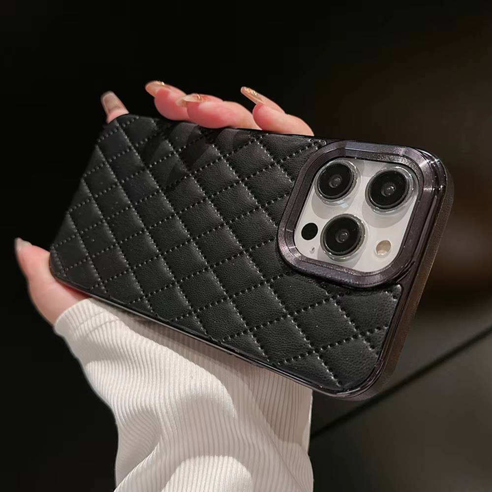 Checkered Plaid Leather Phone Case - Samsung