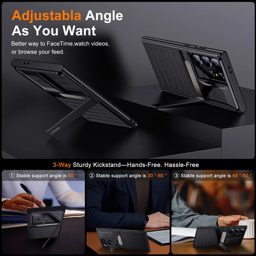 Armor Shield Slide Camera Stand Case - Samsung