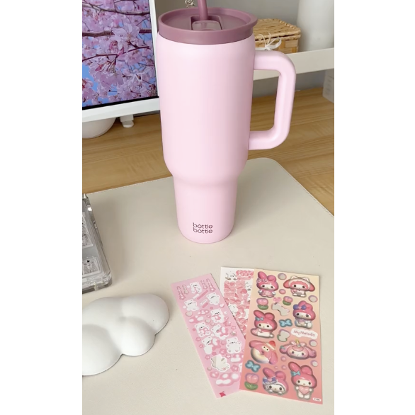 Lavender Stainless Steel tumbler With Straw & Charms