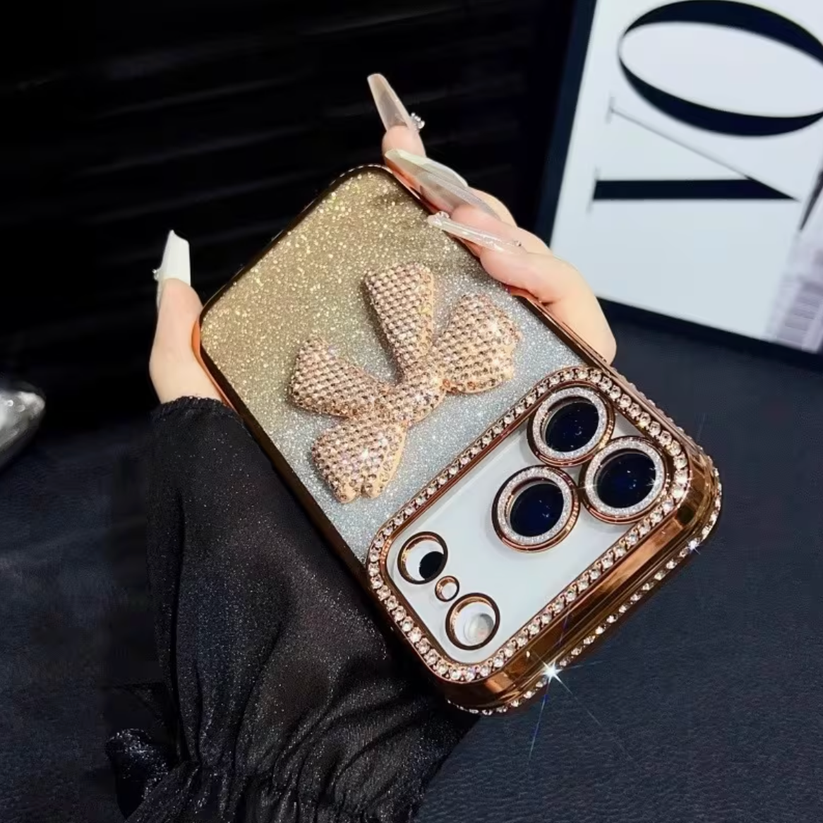 3D Bow Light Luxury Rhinestone Case