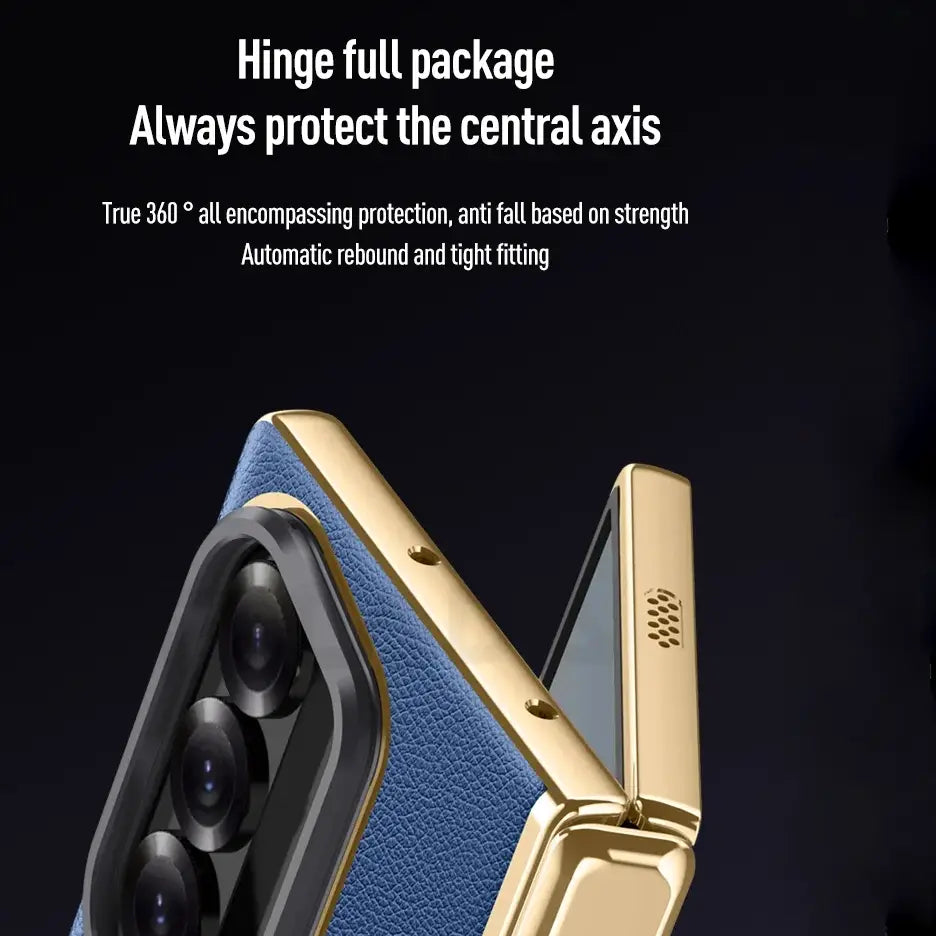 Galaxy Z Fold6 Prestigious Alloy Bracket Leather Case