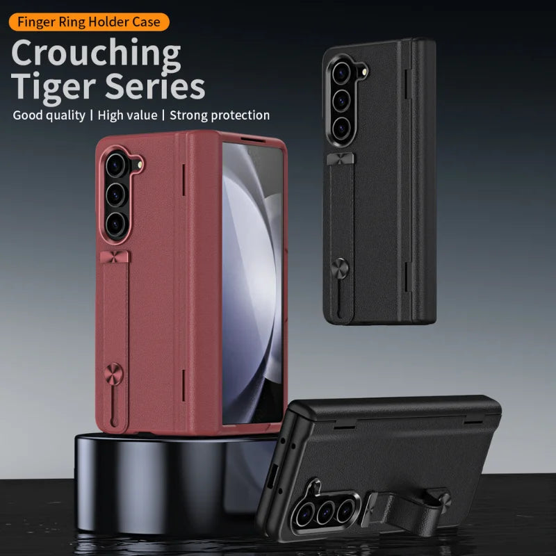 Premium Leather Ring Holder Case - Samsung