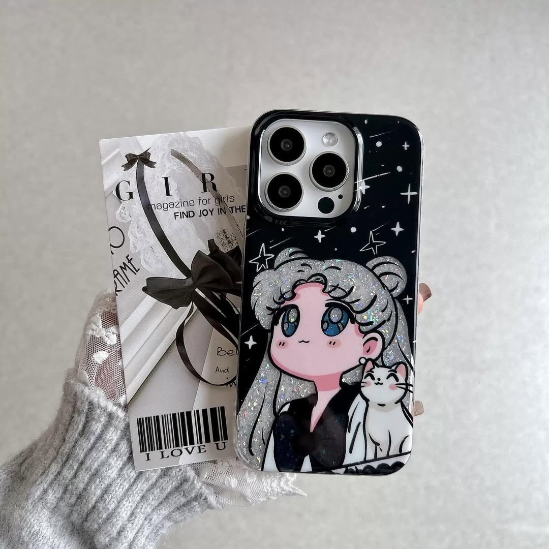 Magical Starry Girl Case with Glitter Accents