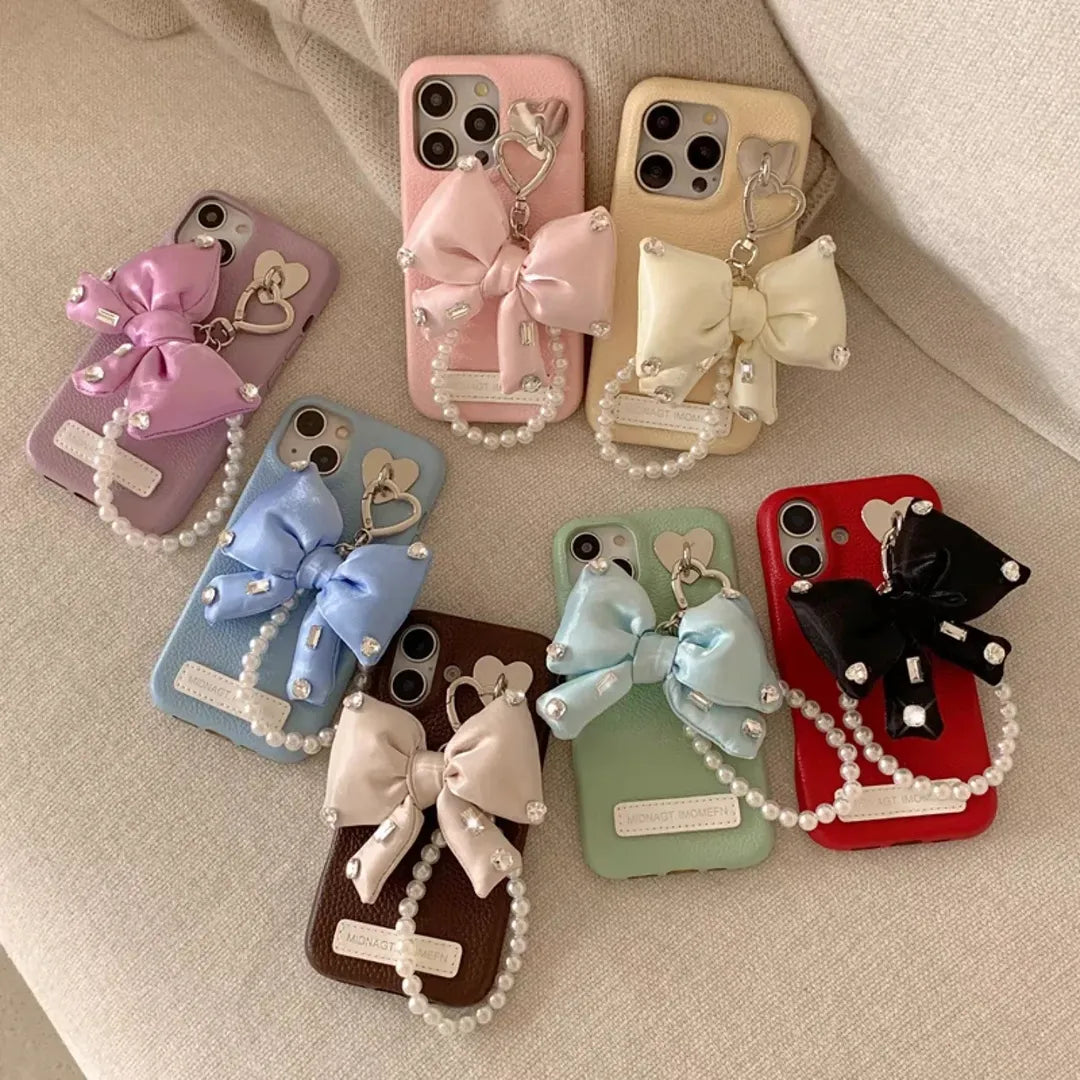 Glam Bow & Pearl Charm Phone Case