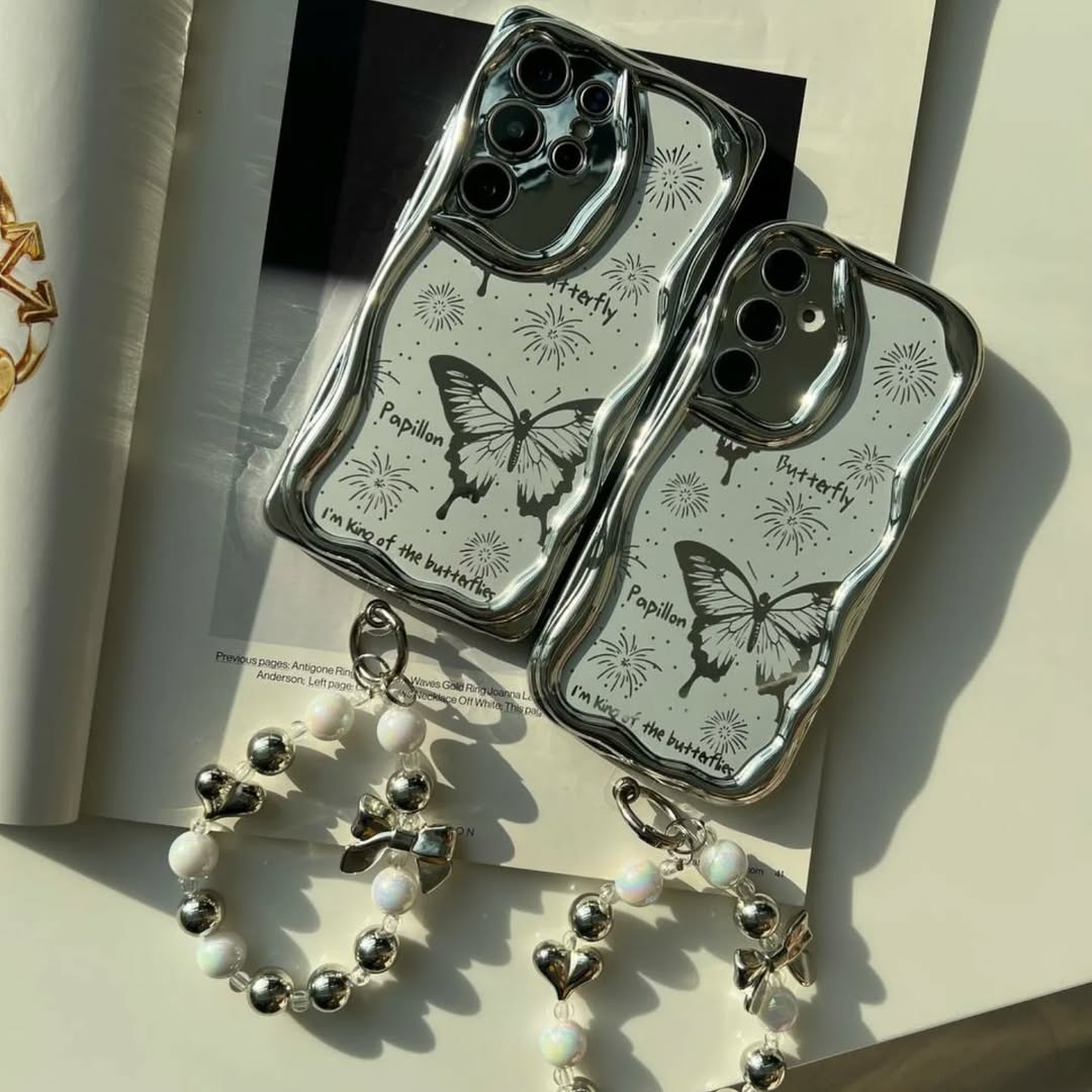 Silver Butterfly with Charm Case - Samsung
