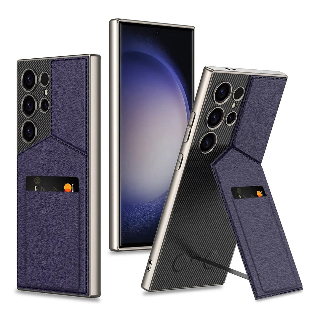 Premium Bracket Stand Holder Wallet Case - Samsung