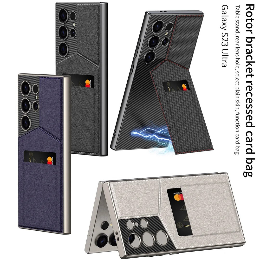 Premium Bracket Stand Holder Wallet Case - Samsung