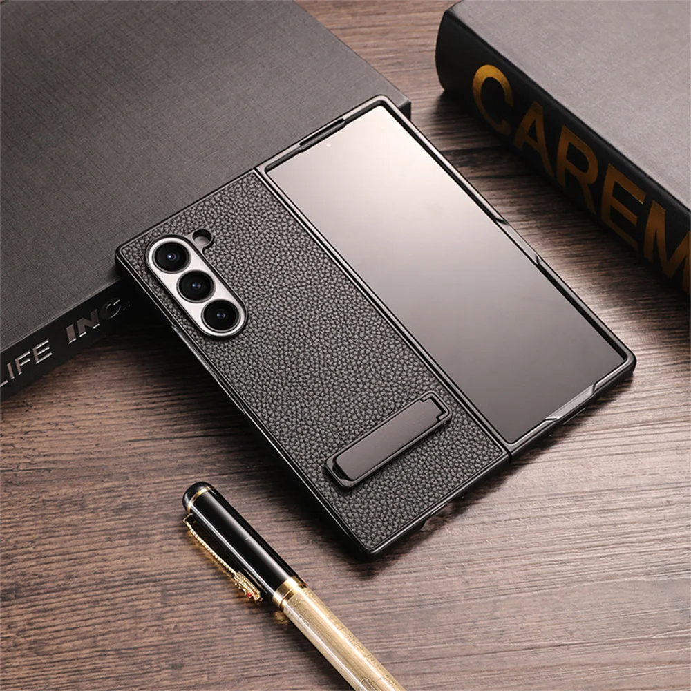 Galaxy Z Fold6 - Business Leather Invisible Stand Case