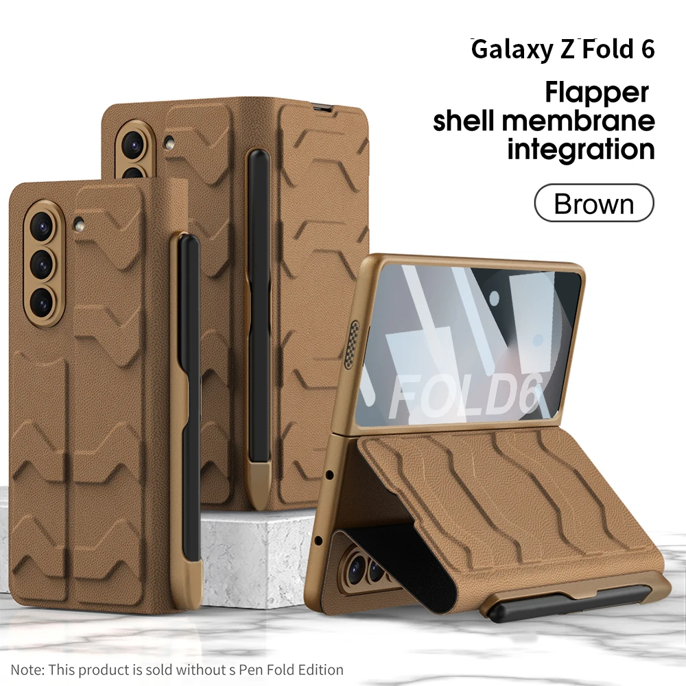 Galaxy Z Fold6 -Armor Leather Fold Stand Case with Pen Holder