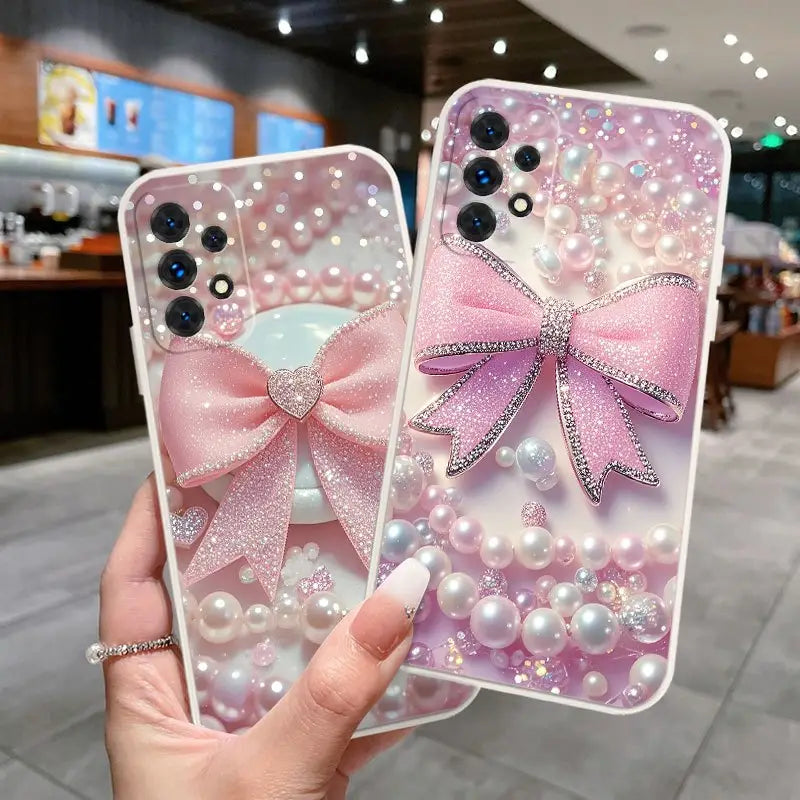 Glitter Bow and Pearl Phone Case - Samsung