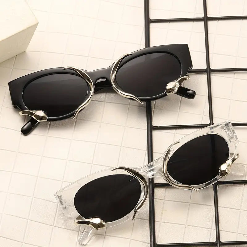 Snake Chic Oval Frame Sunglasses
