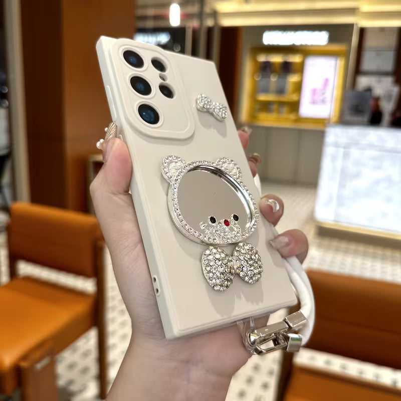 Crystal Bear Mirror Charm Case
