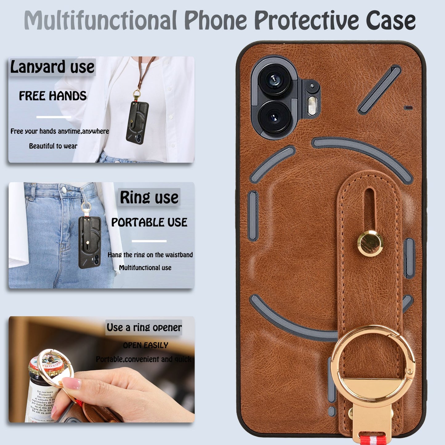 Deluxe Leather Anti-Slip Wrist Strap Case - Nothing