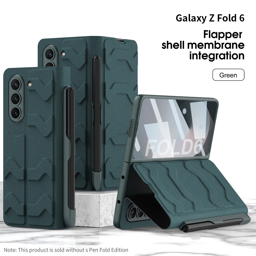 Galaxy Z Fold6 -Armor Leather Fold Stand Case with Pen Holder